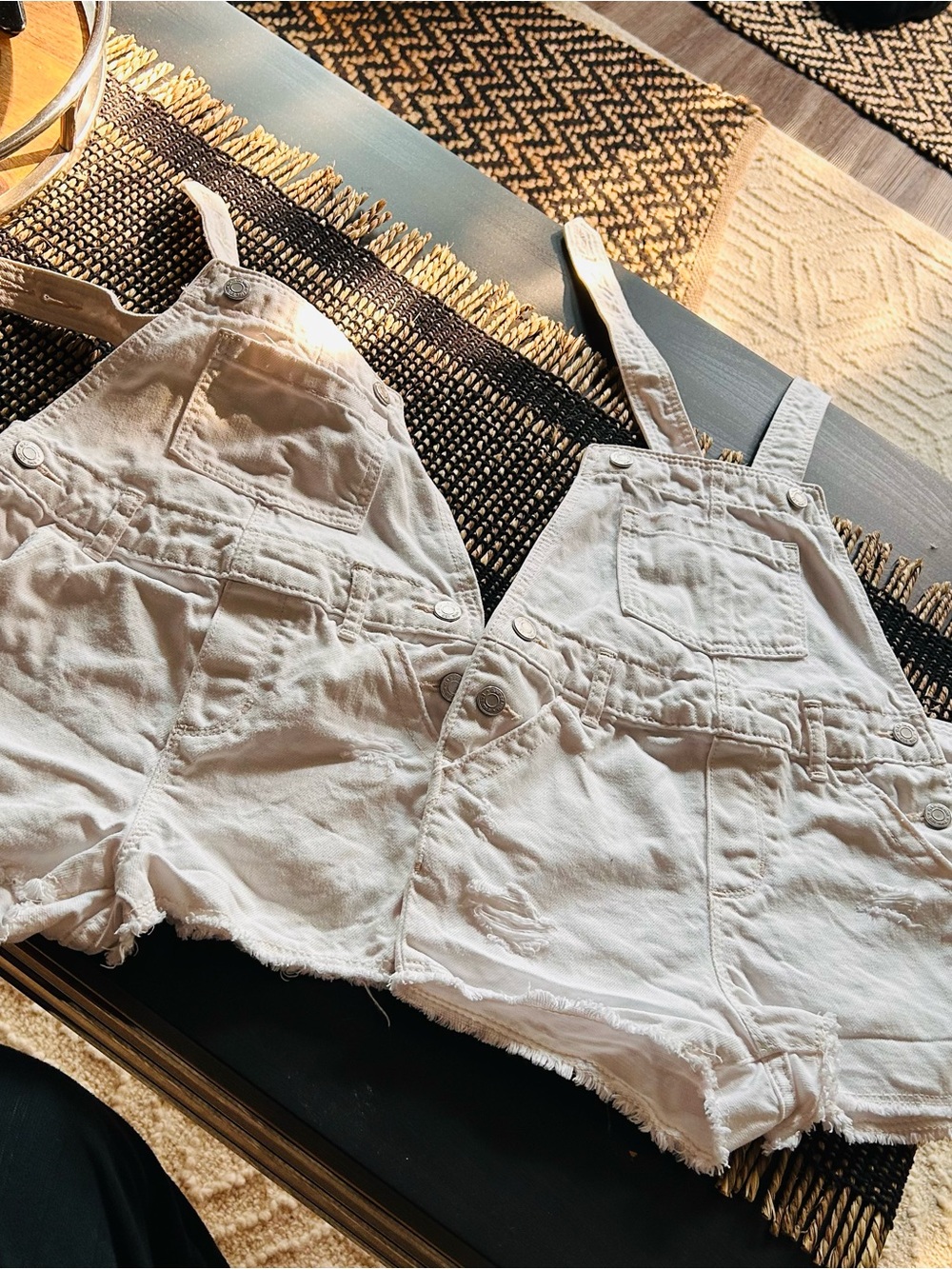 Off White cream GAPDenim Kids Overall Shorts